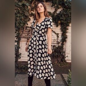 Christy Dawn Small Dress Noir Daisy Black Floral Sheer Button Down USA